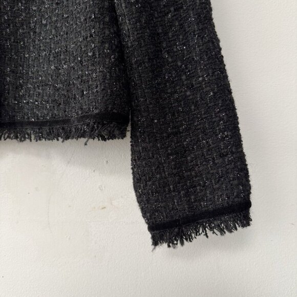 Jones New York Signature Petite Black Dixie Tweed Blazer Metallic Preppy Jacket - Picture 5 of 14